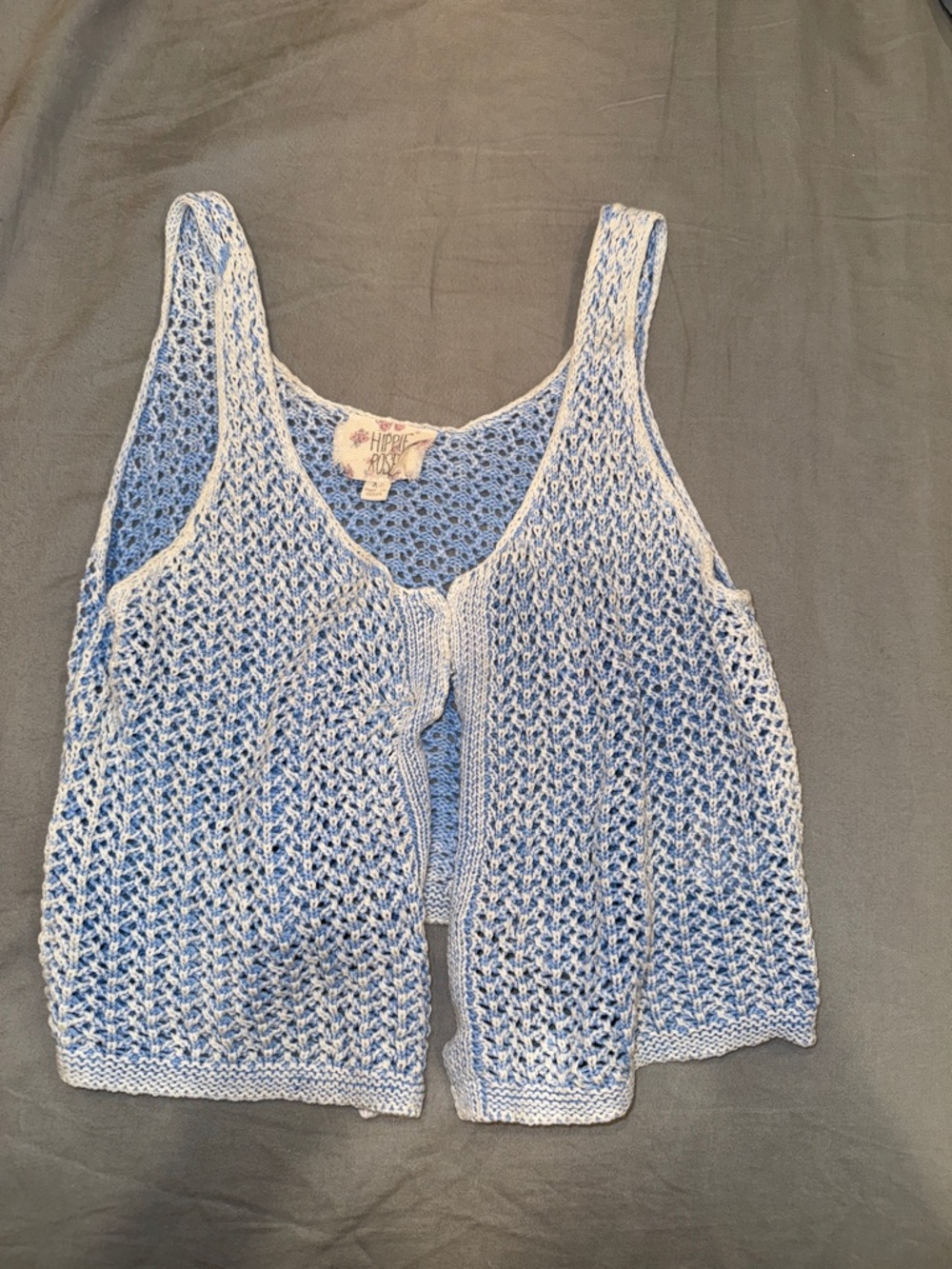 Hippie Rose Sky Blue Crochet Knit Tank